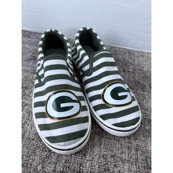 Green Bay Packers Women's FOCO Big Logo Slip-On Sneakers Women's Size 9 - Picture 1 of 5